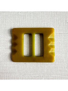 1950s Celluloid Belt Slide Buckle Green Rectangular With Grooved Edges Vintage A